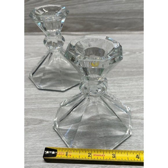 Vintage Hurricane Taper Candlesticks Lot of 2 Votive Glass Candle Holders - Picture 4 of 8